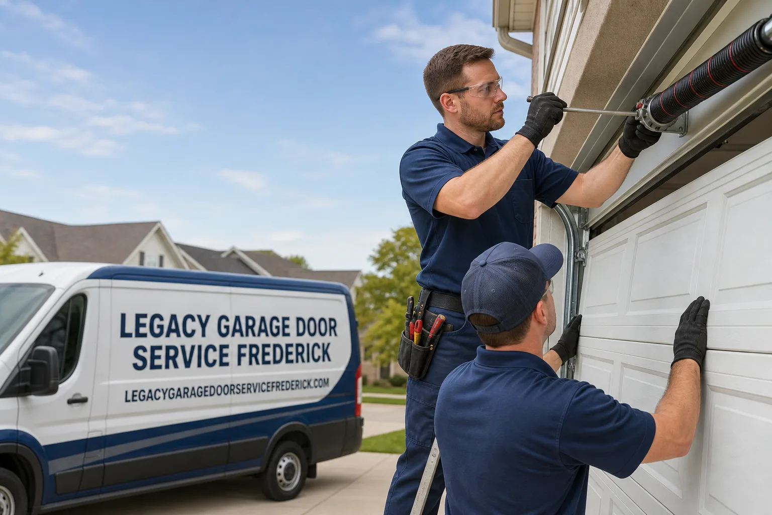 Legacy Garage Door Service Frederick service vehicle and crew in Frederick, MD